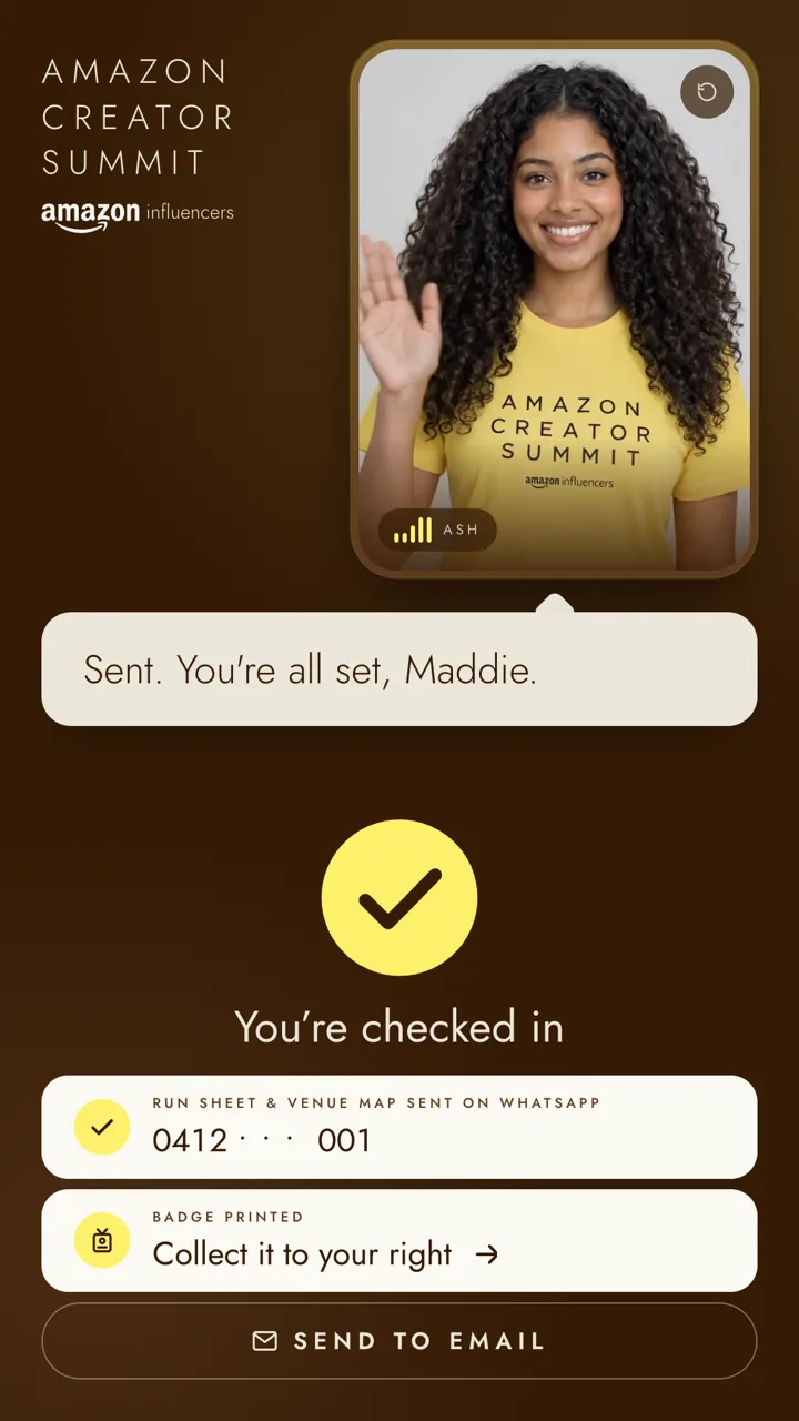 Kiosk screen: sent